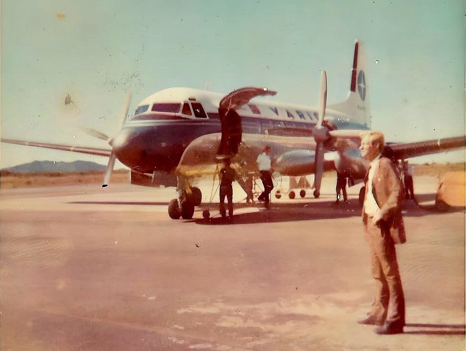 FOTO: Voo da Varig em 1972, dois anos após a transferência do aeroporto de Itajaí para Navegantes. Crédito: Acervo Dagoberto Blaese Junior.