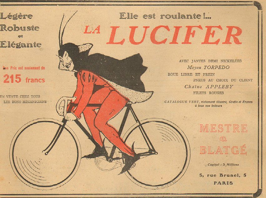 A marca de bicicletas tinha como mascote um pequeno diabo vermelho e preto. Crédito: Museu Online da Bicicleta/Reprodução